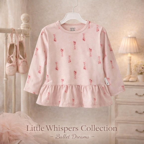 Carter's Other - NWT Carter’s 2T Pink Ballet Print Peplum Top | Toddler Girl